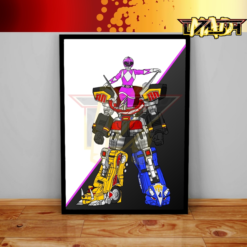 Power Rangers Poster, MMPR Megazord, Mecha Poster, Pink Ranger Wall Decor